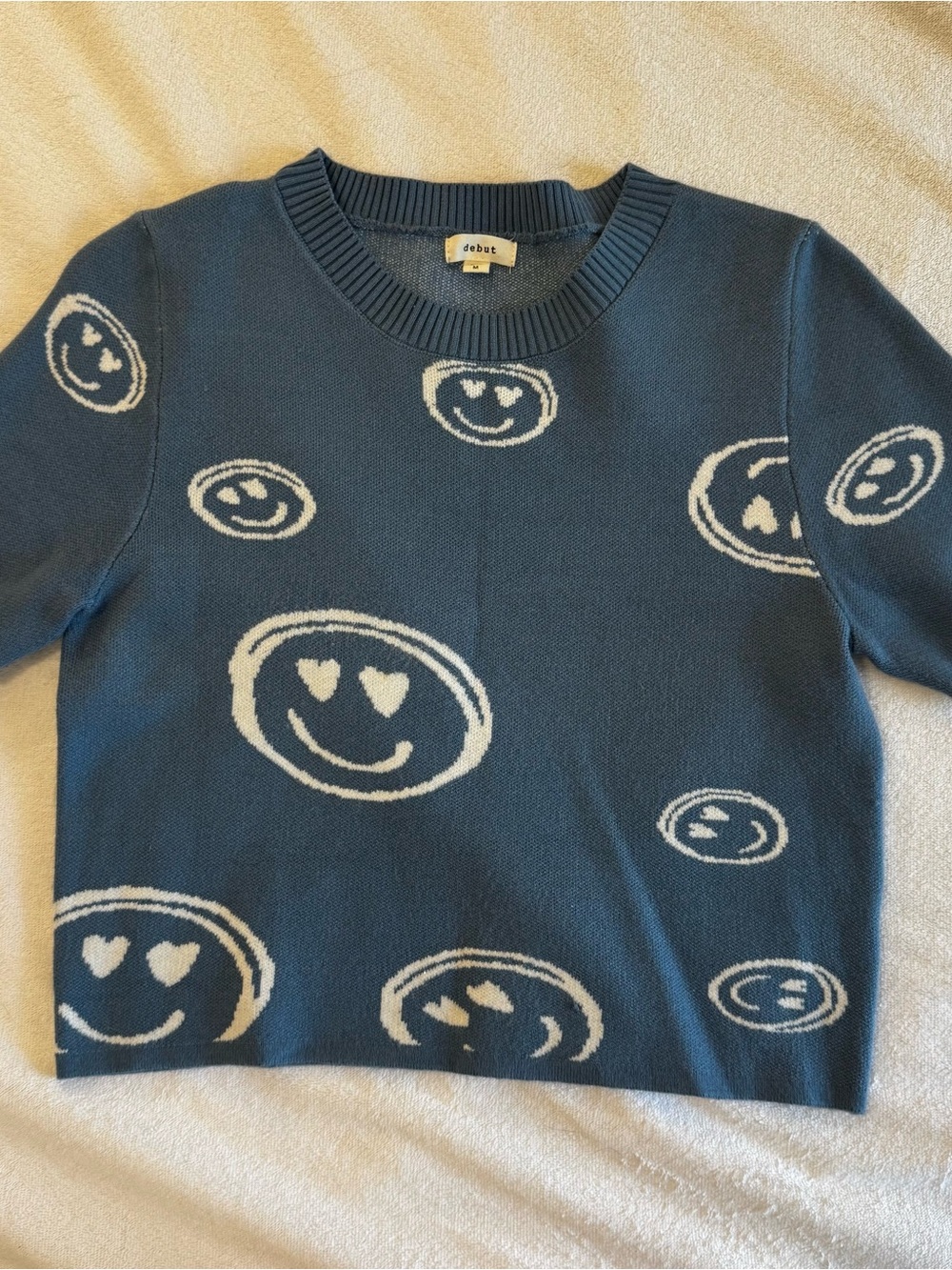 debut Navy Blue Smiley Face Knit Top